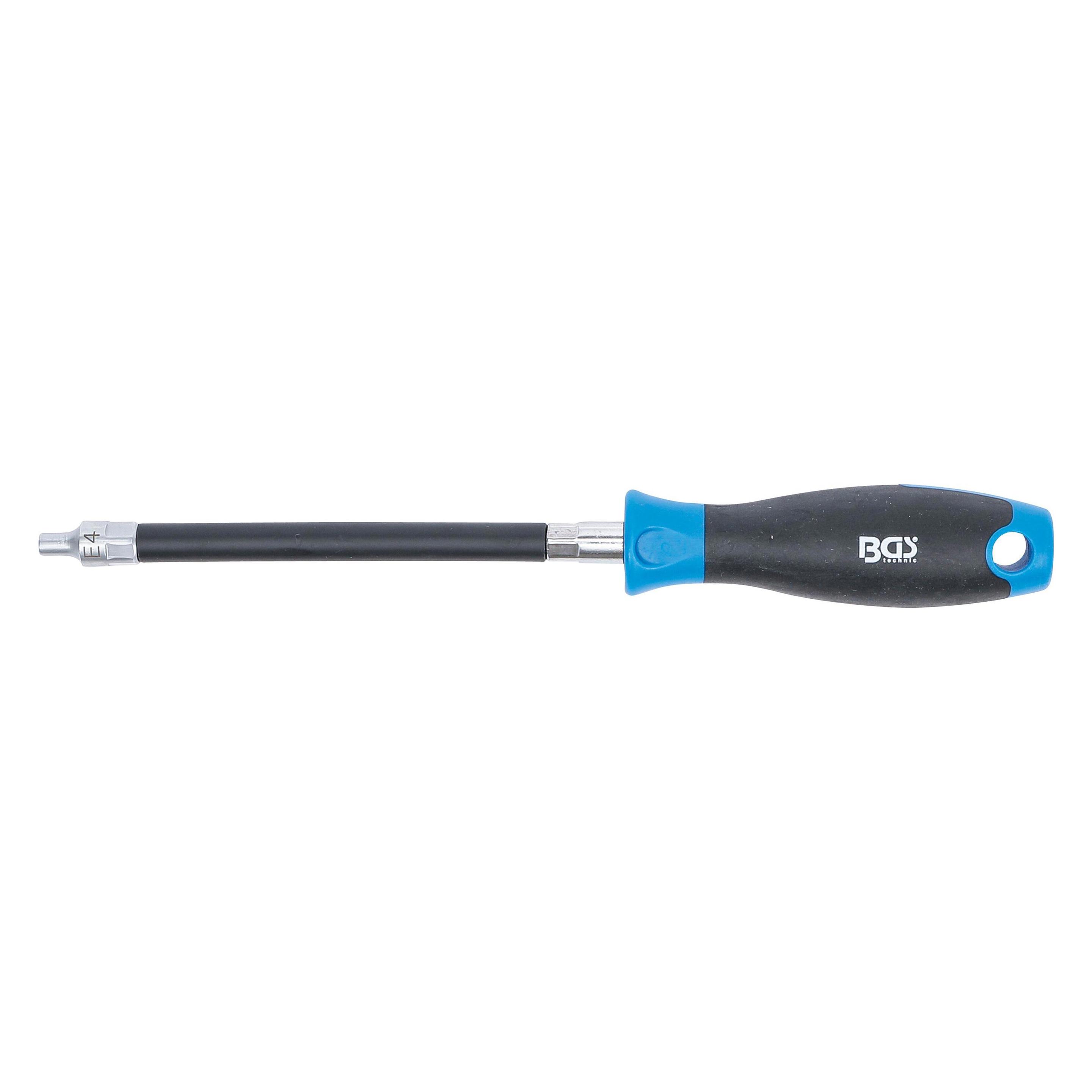 BGS Flexibler Schraubendreher mit Rundgriff E-Profil E4 Klingenlänge 150 mm (70020)