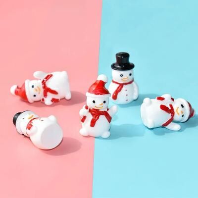 Inspire Select Mini Christmas Snowman Figurines Set Resin Winter Landscape Ornaments For DIY Garden & Holiday Decor 5 Pcs