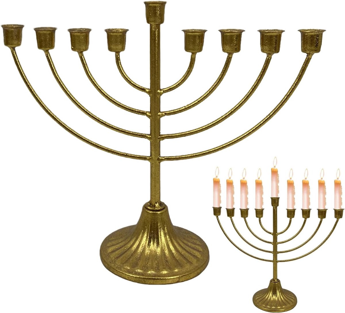 Gouden Kandelaar met 9 hoofden - Decoratieve kaarsenhouder in retro design - Hoogte: 18,8 cm