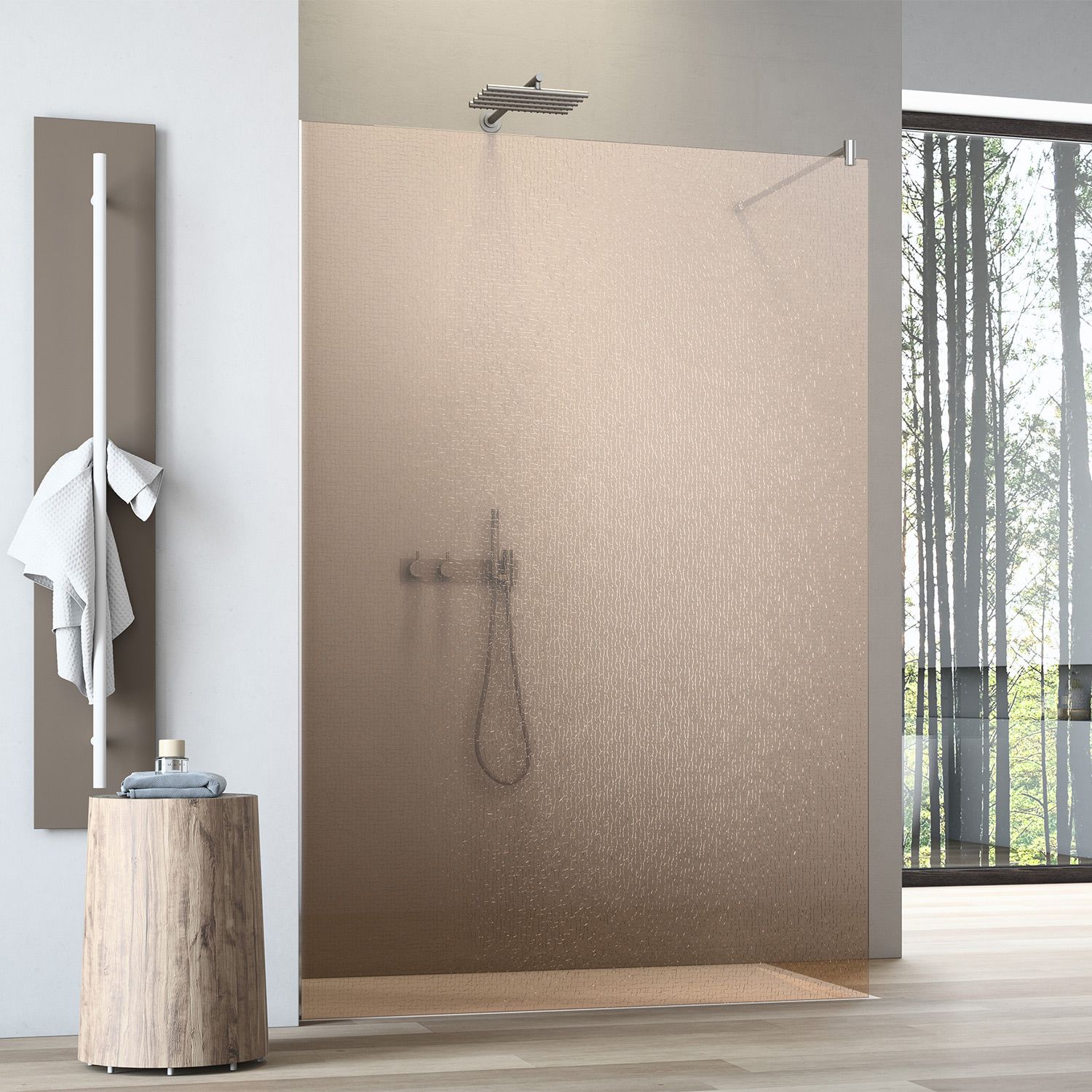 GEO maw flex 1-tlg. Seitenwand mit Wandprofil und VSG, 120 cm mit Glasbeschichtung, Duschkabinen, AW001CBR1200MS,