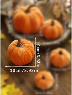 Inspired Finds Velvet Artificial Pumpkin Decor For Fall, Halloween & Thanksgiving Home Styling 10cm 3.93in 10cm 3.93in