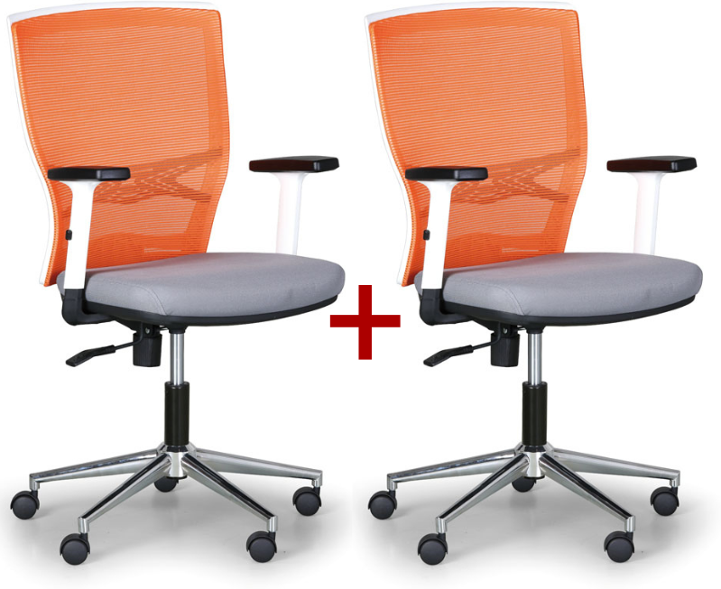 B2B Partner Bürostuhl HAAG 1+1 GRATIS, orange/grau