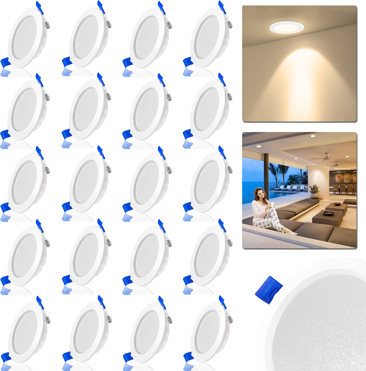 XMTECH 20x 5W LED inbouwspot warmwit voor het plafond