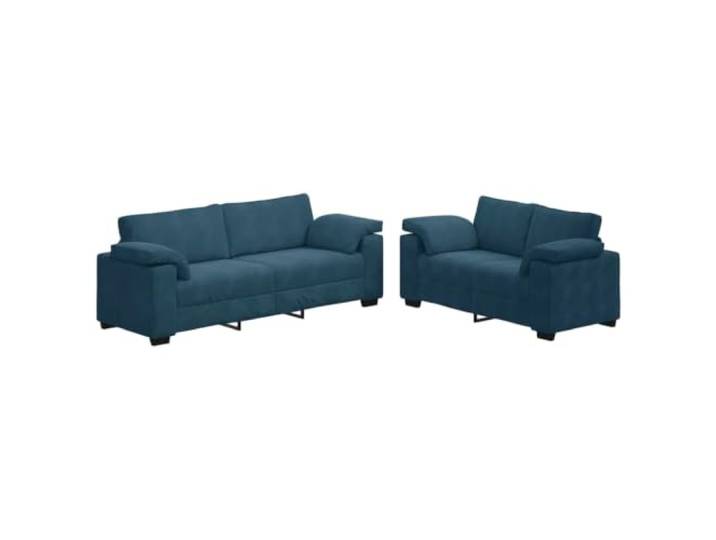 Makastle 2er Set Sofa Couch mit Kissen, Blauer Samt