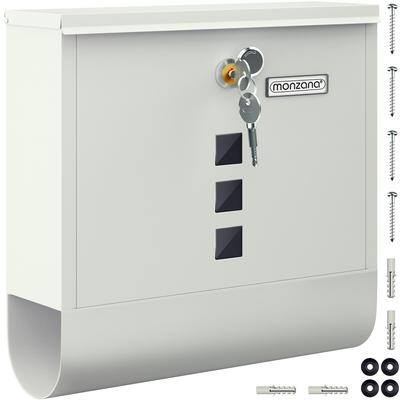 MONZANA® Briefkasten mit Zeitungsfach Namensschild Weiß