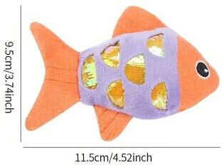 Inspired Living Crinkle Fish Catnip Kicker Toy For Indoor Cats & Kittens orange