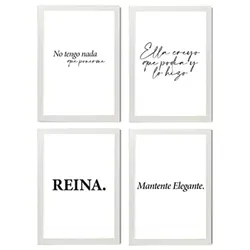POSTER Set mit 4 Königin TypografieStil A4 Weißer Rahmen