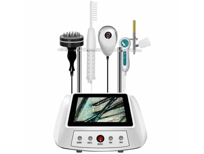 ZenSeFarin 5-in-1-Haarfollikel-Analysegerät, 8 Zoll HD LCD Bildschirm Mikroskop Tester 5 Diagnose-Haarwerkzeuge, Mit Massagefunktion, Für Kopfprobleme Wie Fettiges Haar, Juckende Kopfhaut