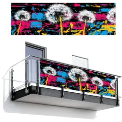 BALKON-SICHTSCHUTZ Straßenkunst - Bunt - Wand Windschutz 300x90 cm
