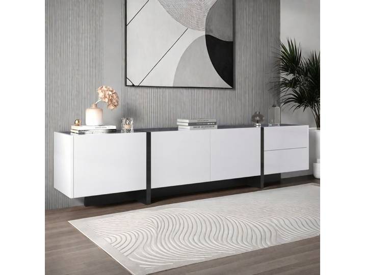 Meuble TV - SOMUBI - Armoire TV - 3 portes - 2 tiroirs - Design minimaliste moderne
