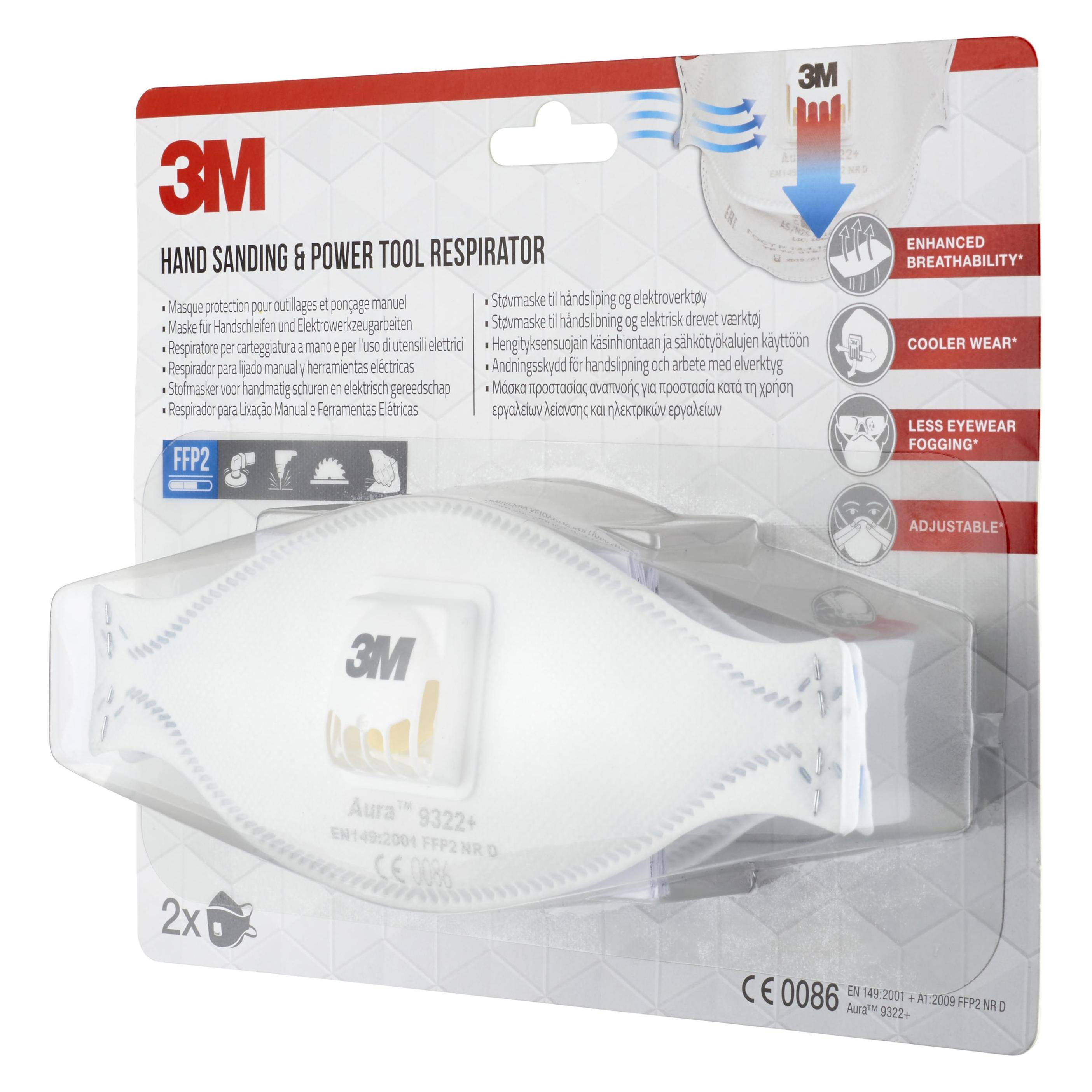 3M Atemschutzmaske Aura 9322+C2 (FFP2, 2x) (9322C2)