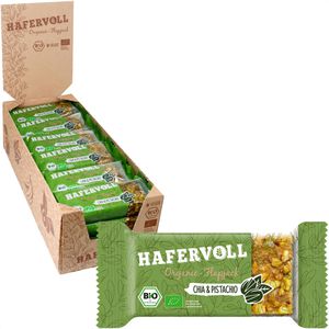 Hafervoll Müsliriegel Organic-Flapjack Chia & Pistachio, BIO, laktosefrei, je 60 g, 18 Riegel