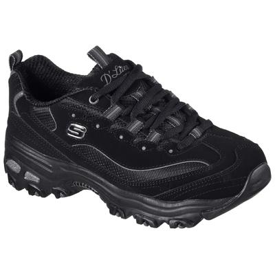 Sneaker SKECHERS "D´Lites - Biggest Fan", Damen, Gr. 35, grau (anthrazit), Leder, Synthetik, Textil, Schuhe Sneaker, Freizeitschuh, Halbschuh, Schnürschuh im trendigen Chunky-Style