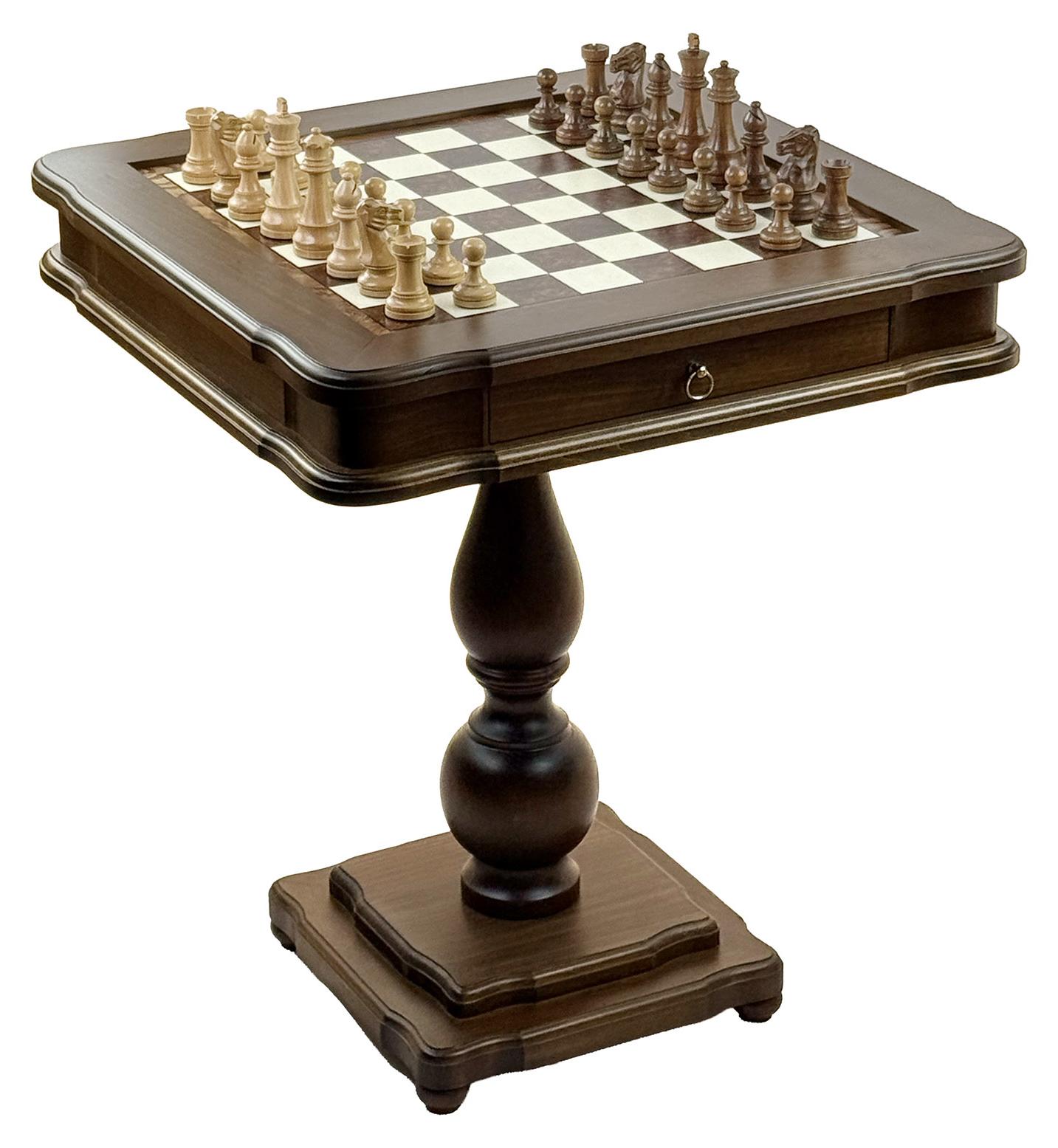 Luxus 2-in-1 Schach-Set: Italfama Tisch, Classic Premium Akazie Figuren & Damesteine