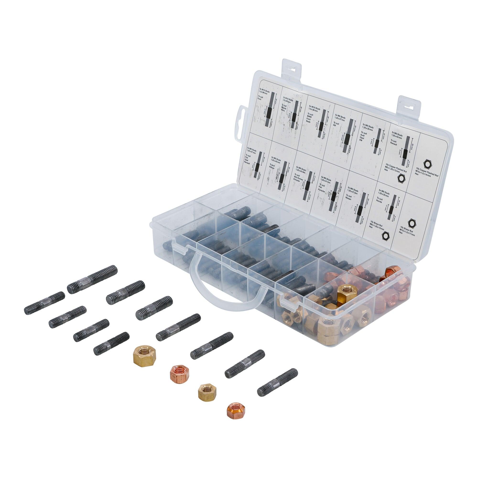 BGS Ansaug- / Auspuffkrümmer-Stehbolzen- und Muttern-Sortiment, 100-tlg. ; BGS technic (74293)