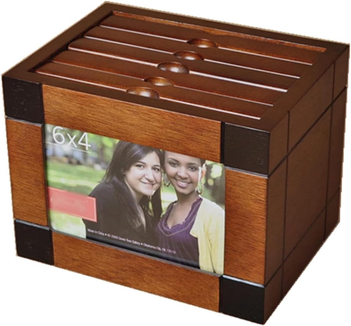 Handgemaakte houten fotodoos en albumhouder voor 100 foto's