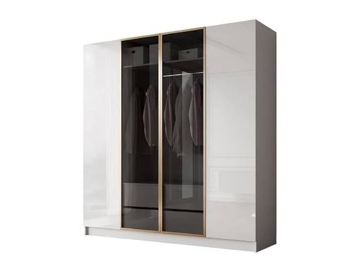 Lookway Kleiderschrank Viertüriger Atrium Gold Gloss mit Glasfront