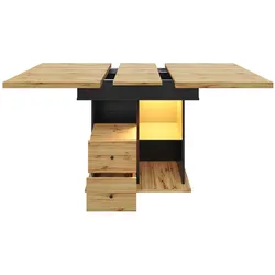 STILVORA Esstisch aus MDF Natur/Weiß 110-140x80x75 cm, gewerblich geeignet, ausziehbar