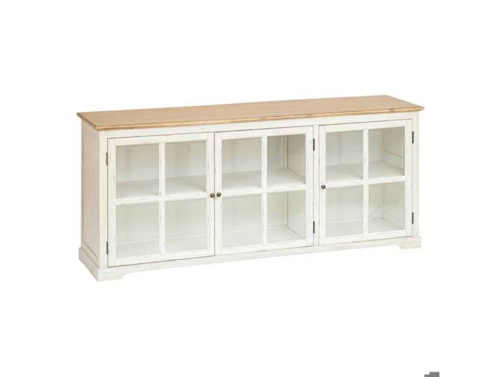 Buffet 3 portes en verre  Olbia  180x80cm blanc - Atmosphera Créateur d'intérieur