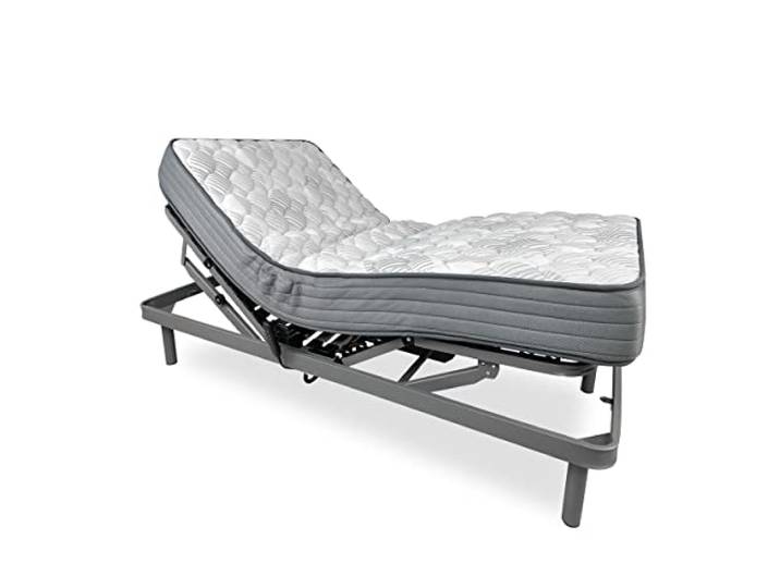DUÉRMETE ONLINE Ergomedic Pro Elektrobett, verstärkt, mit viskoelastischer Matratze, Holz, Anthrazit, 90 x 190 cm
