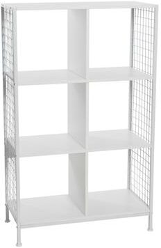 Household Essentials Cube Wall Shelves, 6 Cube Storage Wall Unit with Metal Mesh