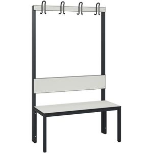 CP-Möbel Umkleidebank 8060-100, Sitzfläche Holz, 100 cm, mit Hakenleiste, grau / anthrazit