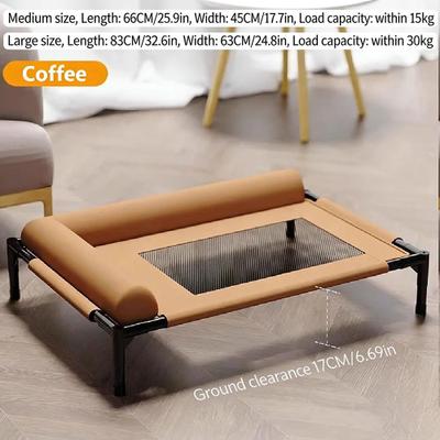 Inspired Finds Raised Mesh Off the Ground Pet Bed With Pillow For Cats & Dogs coffee 32.68x24.80x6.69in