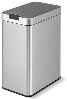 Costway 13.2 Gal Slim Kitchen Trash Can with Wing Lids and Stainless Steel Frame