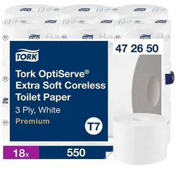 Tork Toilettenpapier T7 Premium 3-lagig, 18 Rollen weiß