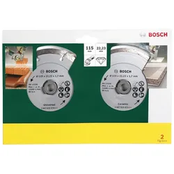 Bosch Diamant-Trennscheibe 2er Set für Fliesen und Baumaterialien 115 x 22,23 mm