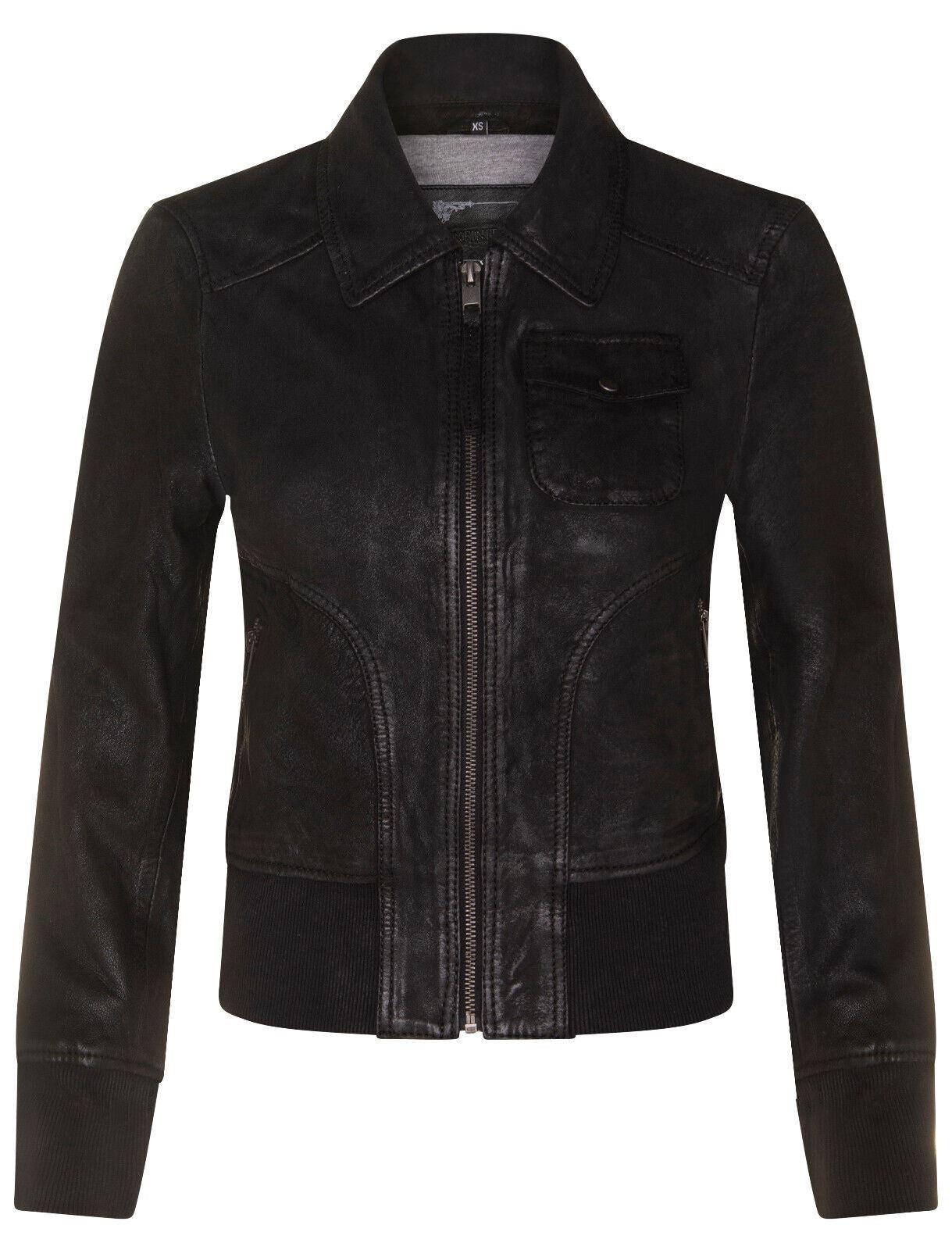 Damen Leder MA-1 Varsity Jacke-Ann Arbor