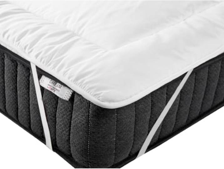 Beliani Polyester-Matratzentopper Weiß Mikrofaser 180 x 200 cm Weich Stoff, Matratzenschoner, Polyester-Füllung, Benötigt keine Montage
