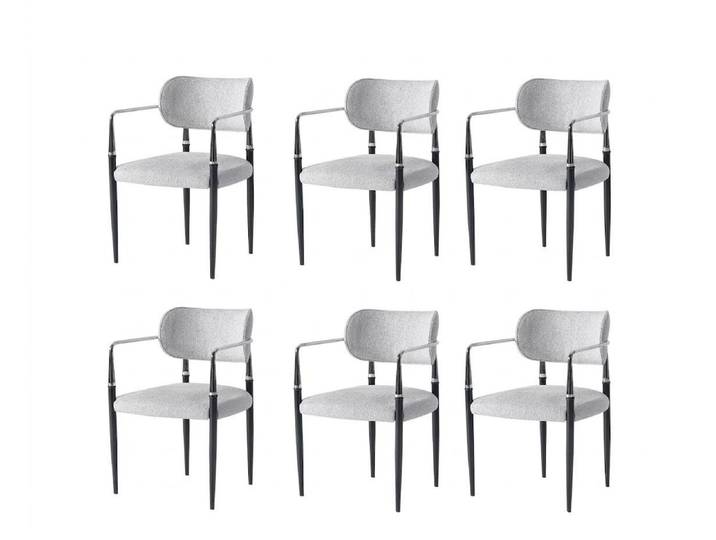JVmoebel Esszimmerstuhl Stuhl-Set 6x Stuhl Grau Bequem Modern Stilvoll Weich Klassisch, Made in Europa