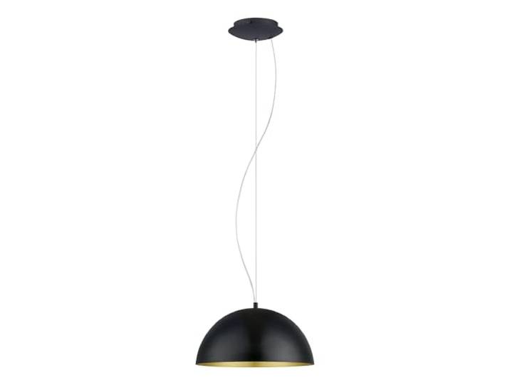 Eglo Suspension Gaetano 1\, suspension à une lampe\, lampe suspendue en acier\, couleur : noir\, or\, douille : E27\, Ø : 38 cm