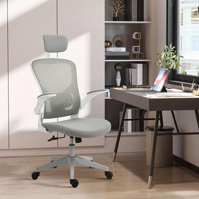 Homcom Vinsetto High Back Mesh Chair, Home Office Task Computer Chair with Adjustable Height, Lumbar Back Support, Headrest, and Arms