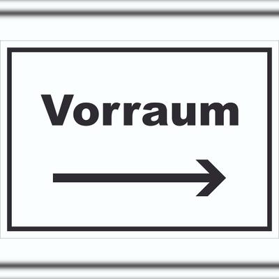 HB-Druck Vorraum Schild mit Text und Richtungspfeil rechts Diele Vorzimmer waagerecht A1 (594x841mm)
