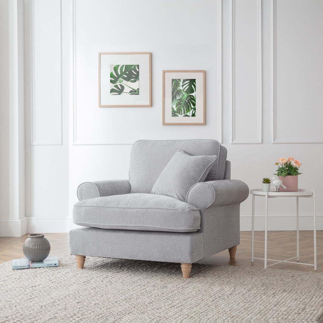 Three Posts Longfellow Upholstered Armchair Manhattan ice 83cm H X 105cm W X 95cm D