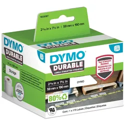 DYMO Original LabelWriter Hochleistungs-Etiketten | 59 mm x 190 mm | weißes Kunststoff-Etikett | Rolle mit 170 Etiketten | für LabelWriter-Beschriftungsgerät