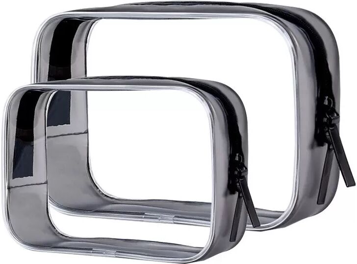 INF Transparentes Kosmetiktaschen-Set: Wasserdichte Reise-Organizer für Make-up und Toilettenartikel Schwarz