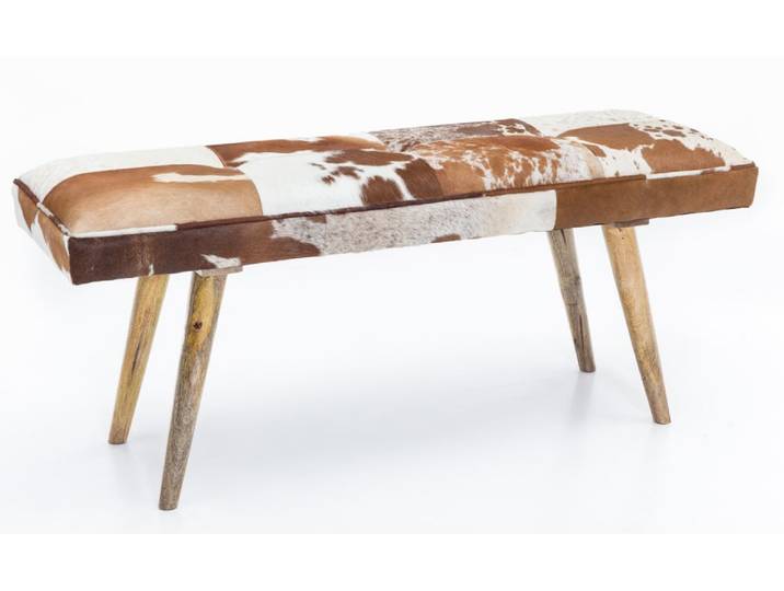 Banc en fourrure, marron / blanc