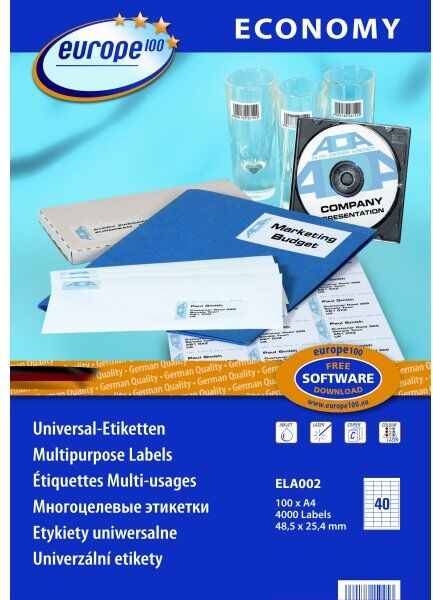 Budget Europe E100 Etiket   48,5x25,4 Mm   4000 Stk.