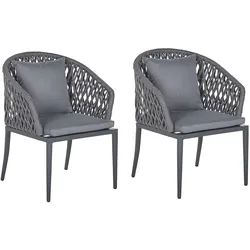 GARTENSTUHL 2er-Set Aluminium grau Lipari