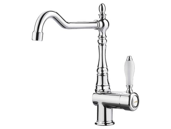 Smeg Küchenarmatur Nostalgie, Chrom, Metall, 11.9x29.8x26.9 cm, Made in Italy, flexible Anschlussschläuche, Keramikkartusche, schwenkbarer Auslauf 360°, Küchen, Küchenausstattung, Küchenarmaturen