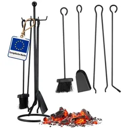 Relaxdays Kaminbesteck 5-teilig schwarz Schwarz