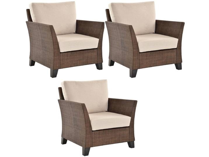 Krines Home Sitzgruppe Wintergarten Rattangarnitur Rattanset Garnitur Sitzgruppe (3-teilig), (3-tlg., 3x Sessel), Edles Rattan Wohnzimmerset Rattanmöbel Rattangruppe