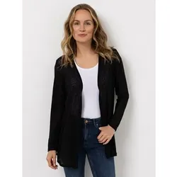 KIM & CO. Cardigan. Langarm Leinen-Optik Jersey offene Front figurumspielend