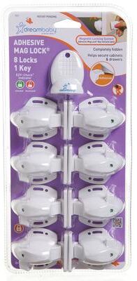 Dreambaby Adhesive Magnetic Lock-8 Locks 1 Key