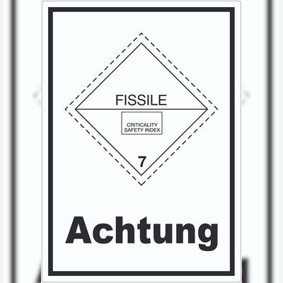 HB-Druck Aufkleber spaltbare Stoffe Achtung Fissile A4 (210x297mm)