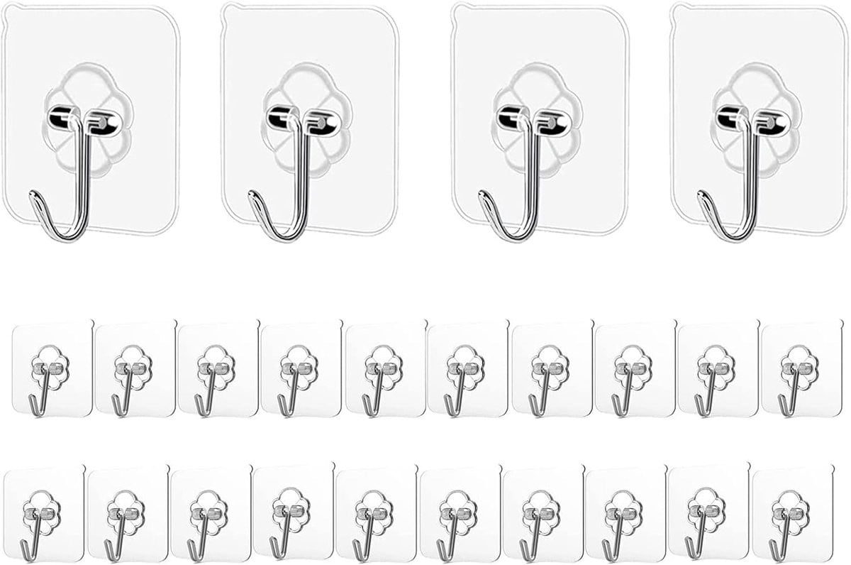 24 stuks Zelfklevende Wandhaken - Transparant - Waterdichte Haken voor Keuken, Badkamer en Plafond