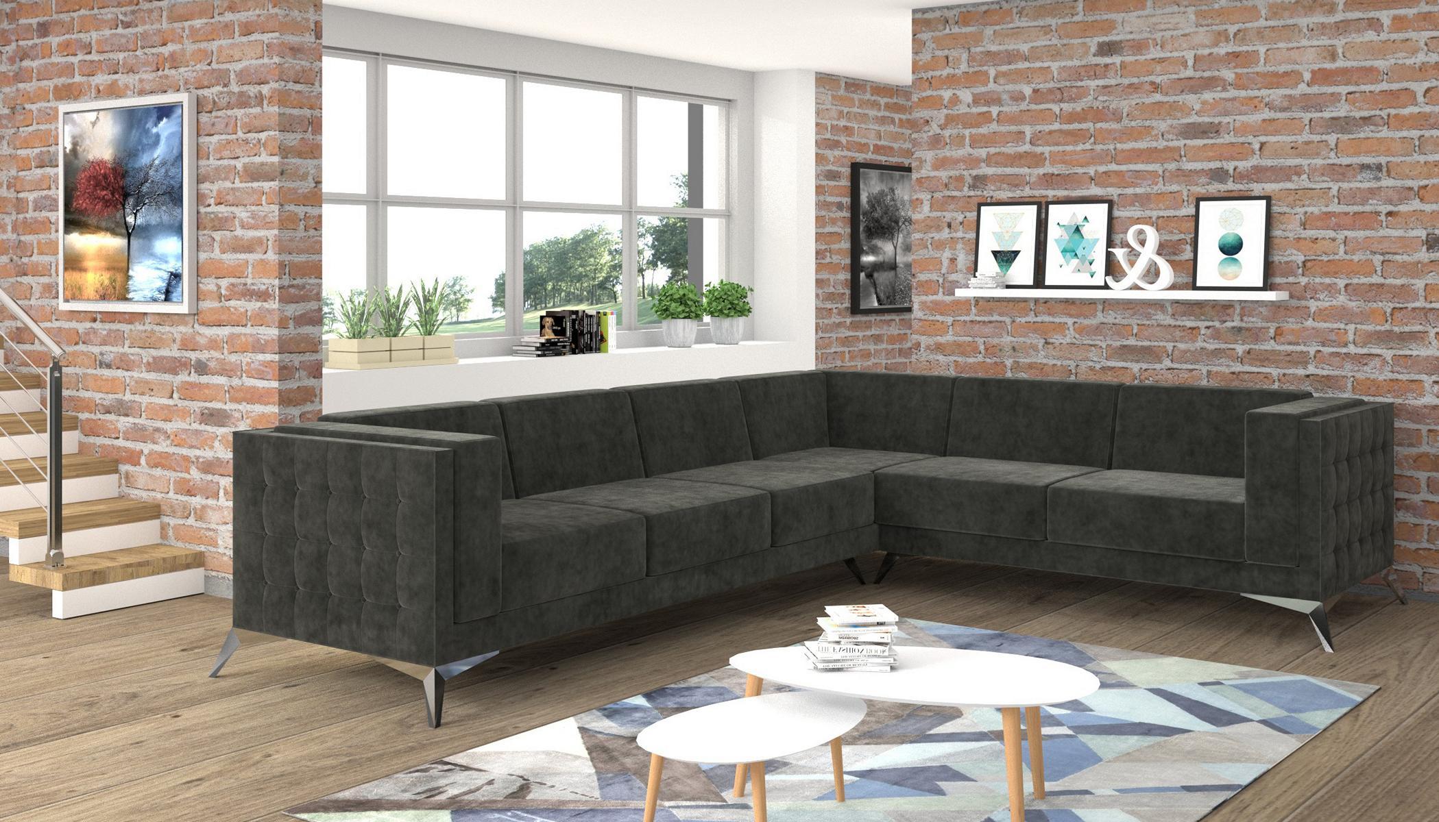 Design Esk Ecksofa L-Form Modern Sofas Stoffsofa Couch Wohnlandschaft Sofa Sitz